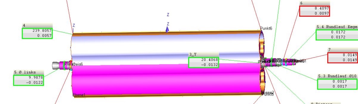Auswertung von Form- und Lagetoleranzen Rundlauf nach ISO 1101 am 3D-Modell