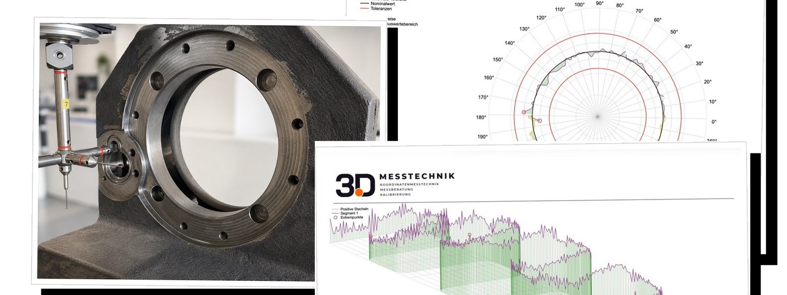 Taktile Vermessung eines Lagerrings am ZEISS PRISMO mit Polar-Diagramm der Rundheitsabweichung und 3D-Auswertung der Form- und Lagetoleranzen nach ISO 1101